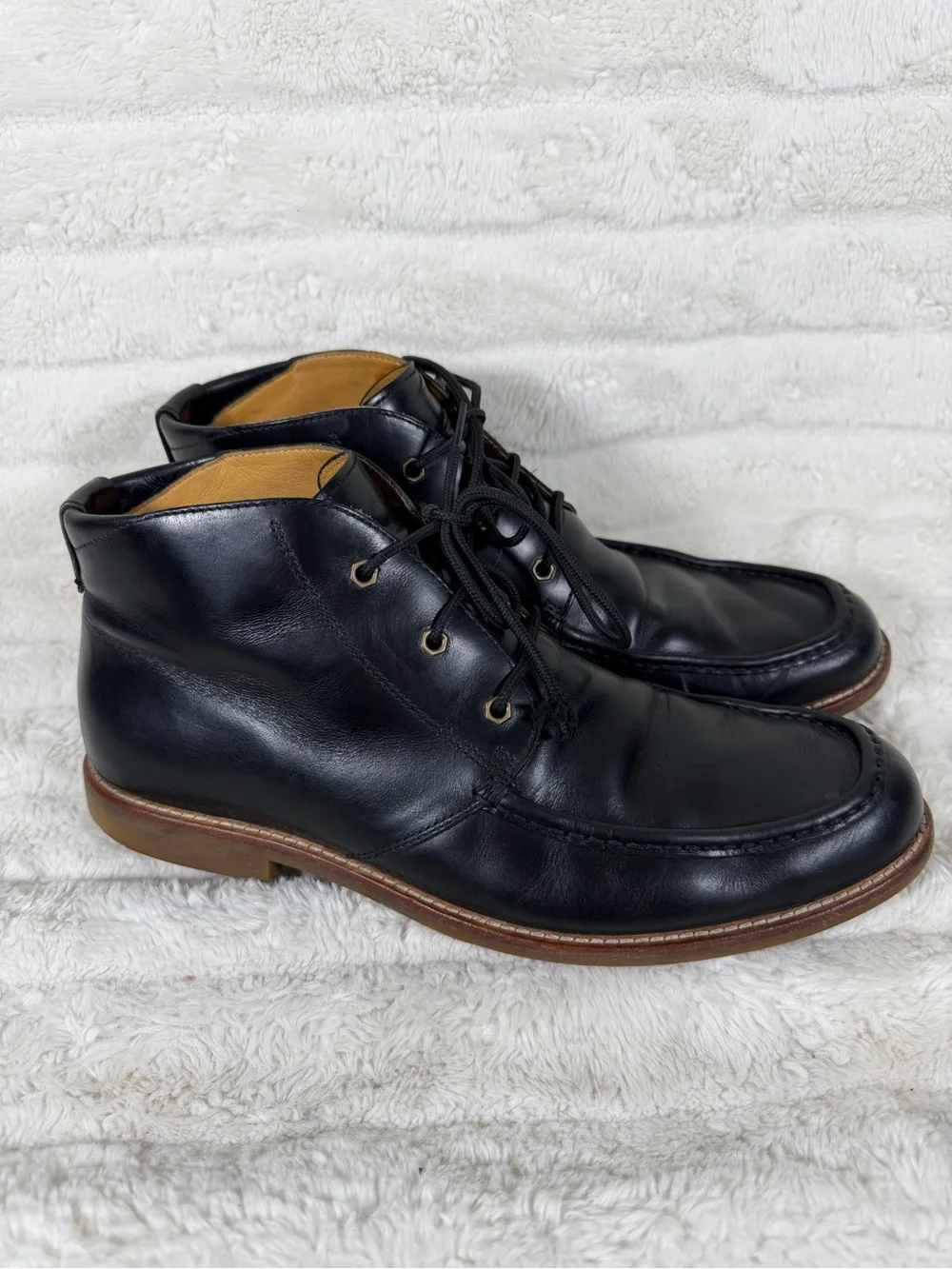 Mens Uggs Leighton Black Leather Chukka Boots Size 12 1001901